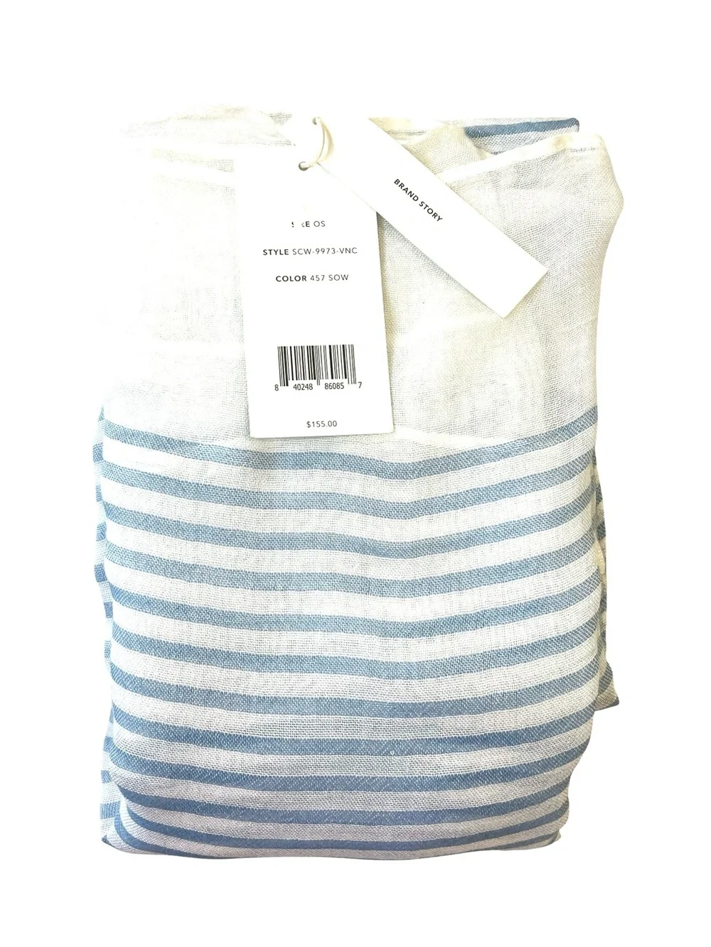 Vince Sheer Stripe Wool-Blend‎ Scarf, Color Sky / Optic White, 80x40